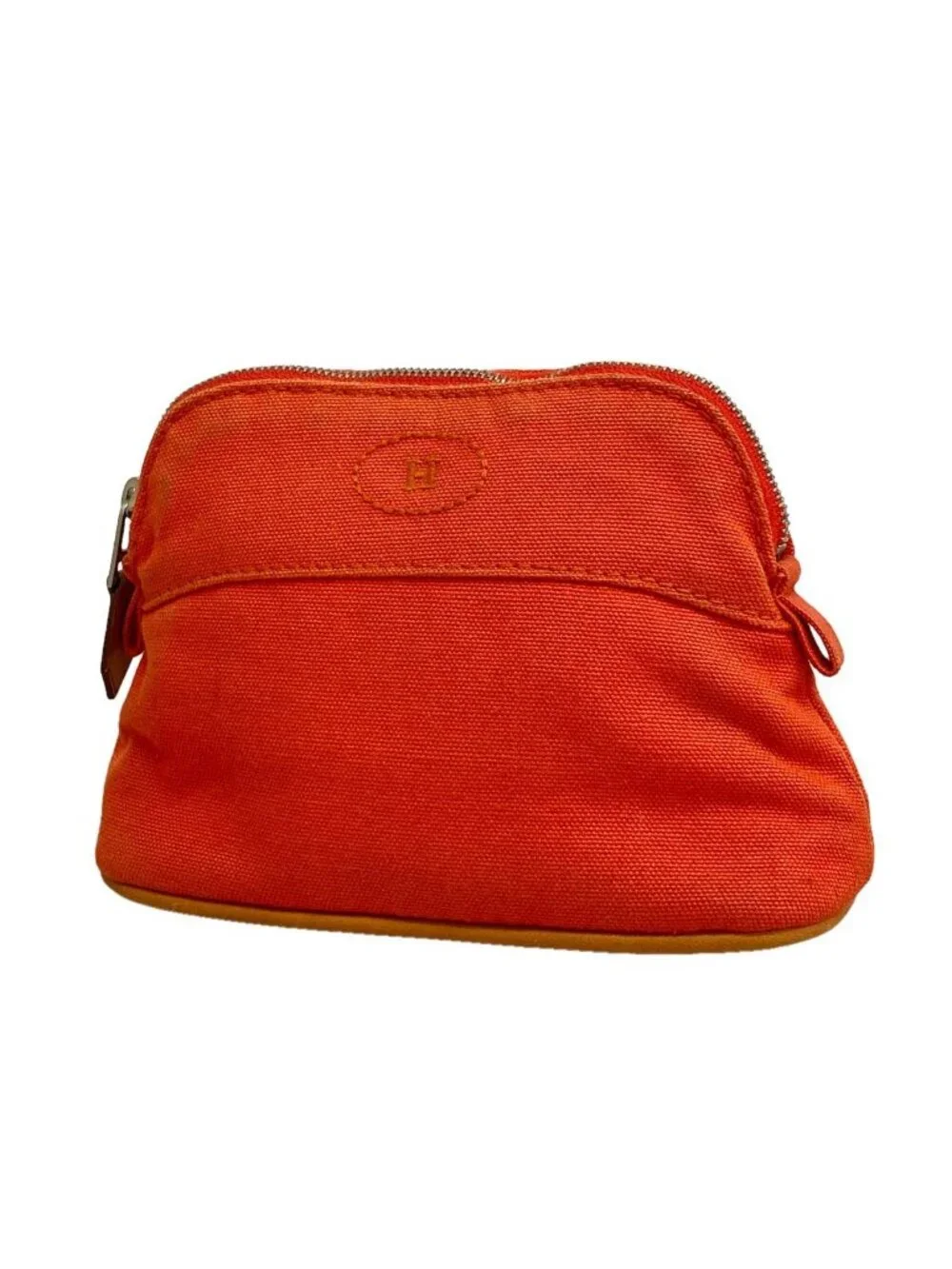 Hermes Pouch Bolide Canvas Orange Silver